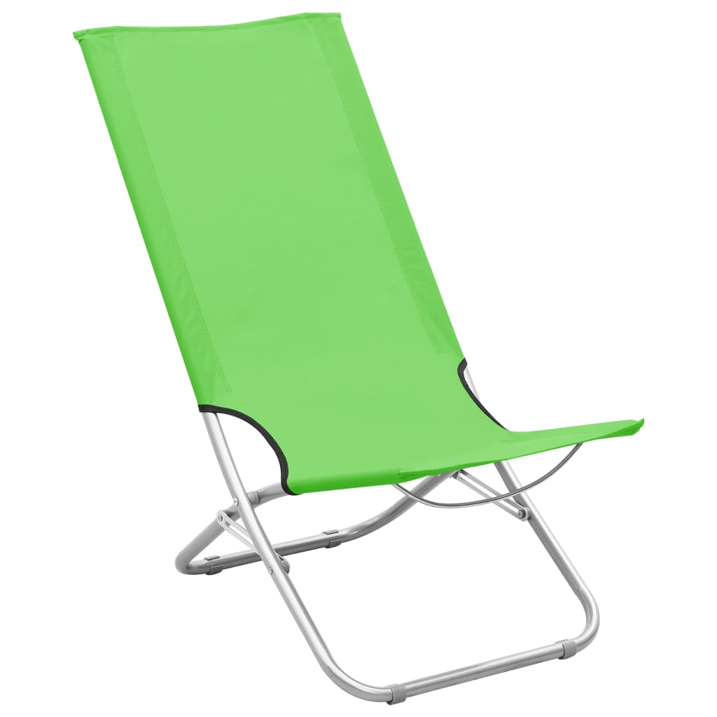 vidaXL Scaune de plajă pliante, 2 buc., verde, material textil vidaXL Scaune de plajă pliante, 2 buc., verde, material textil