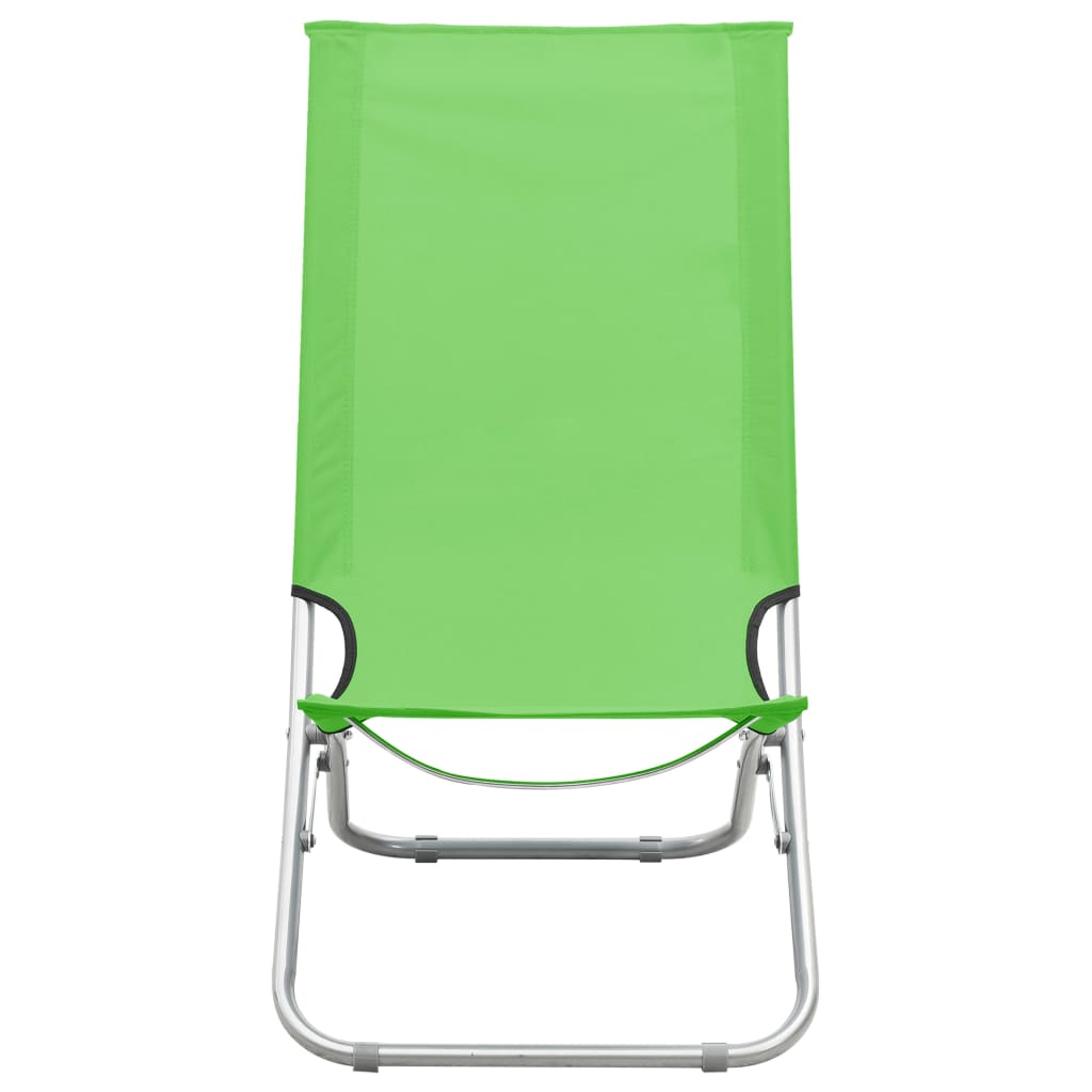 vidaXL Scaune de plajă pliante, 2 buc., verde, material textil vidaXL Scaune de plajă pliante, 2 buc., verde, material textil