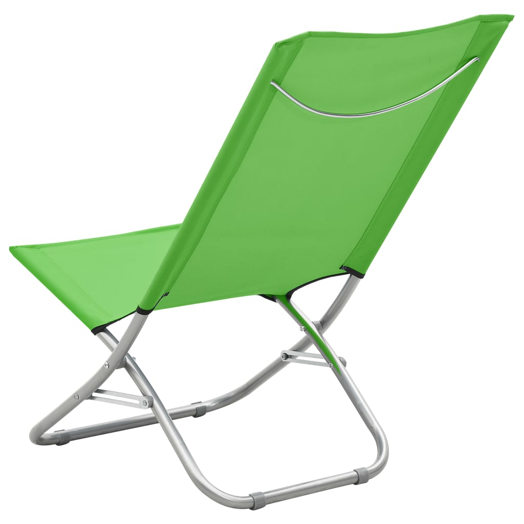 vidaXL Scaune de plajă pliante, 2 buc., verde, material textil vidaXL Scaune de plajă pliante, 2 buc., verde, material textil