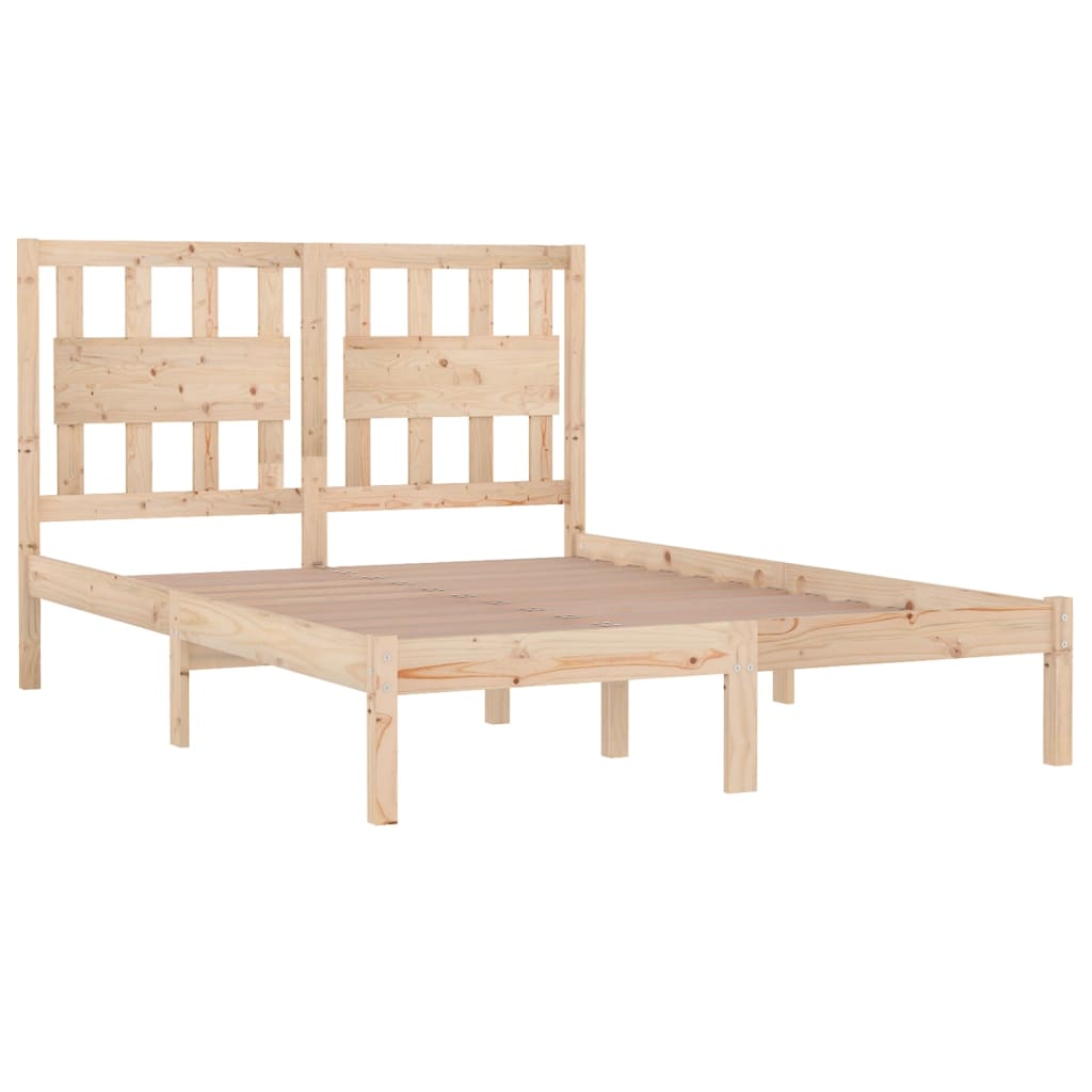 vidaXL Cadru de pat dublu, 135x190 cm, lemn masiv de pin