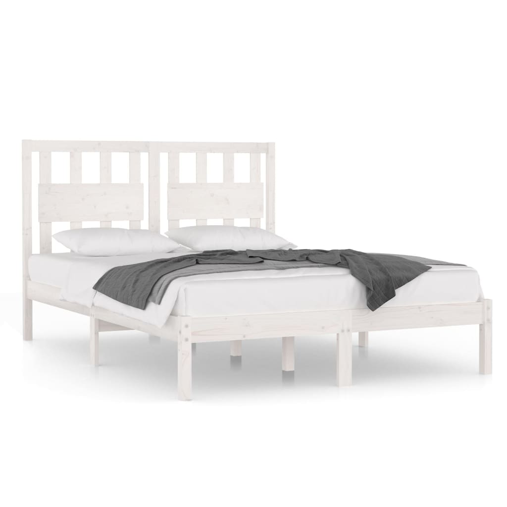 vidaXL Cadru de pat King Size, alb, 150x200 cm, lemn masiv de pin vidaXL Cadru de pat King Size, alb, 150x200 cm, lemn masiv de pin