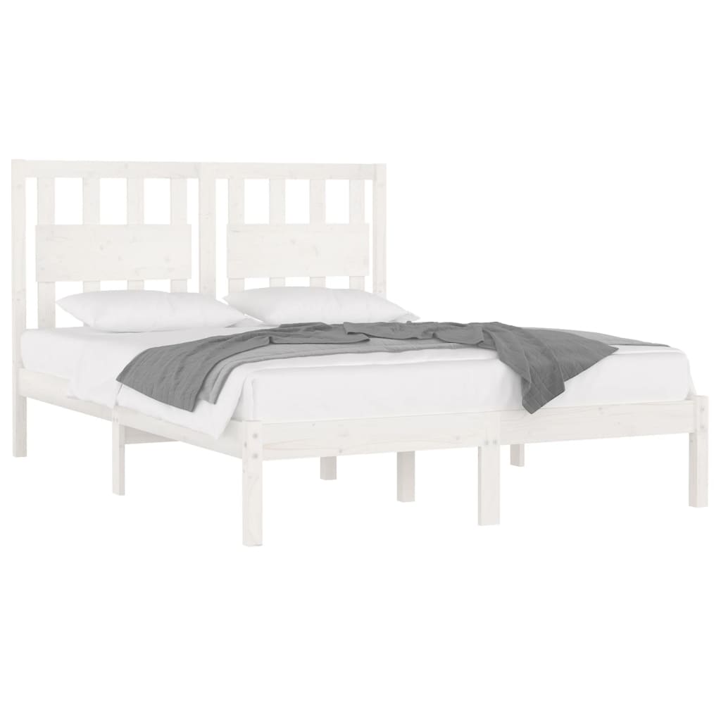 vidaXL Cadru de pat King Size, alb, 150x200 cm, lemn masiv de pin vidaXL Cadru de pat King Size, alb, 150x200 cm, lemn masiv de pin