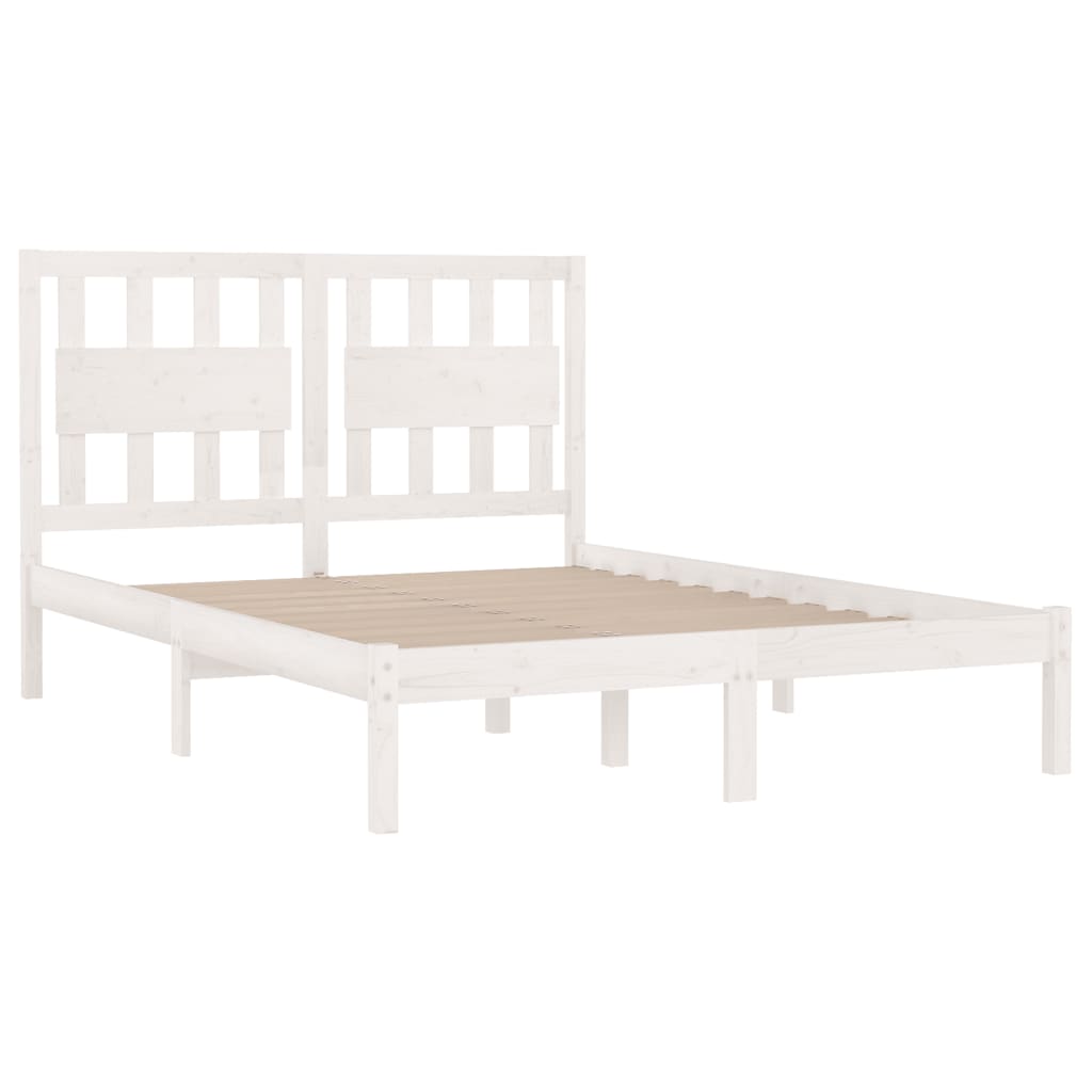 vidaXL Cadru de pat King Size, alb, 150x200 cm, lemn masiv de pin vidaXL Cadru de pat King Size, alb, 150x200 cm, lemn masiv de pin