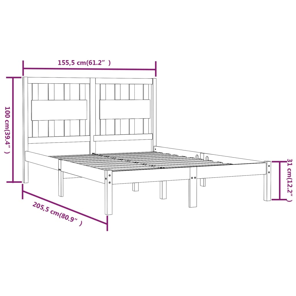 vidaXL Cadru de pat King Size, alb, 150x200 cm, lemn masiv de pin vidaXL Cadru de pat King Size, alb, 150x200 cm, lemn masiv de pin