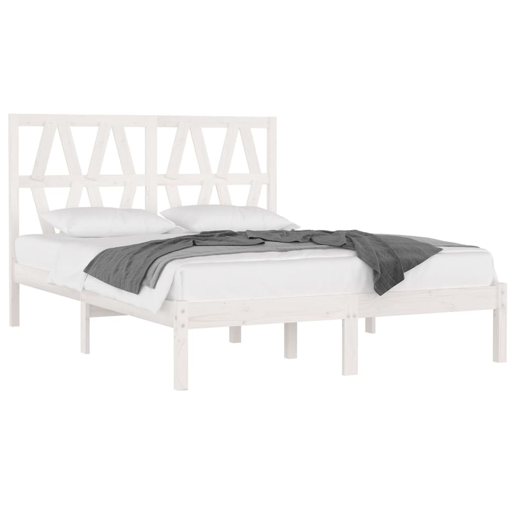 vidaXL Cadru de pat King Size, alb, 150x200 cm, lemn masiv de pin vidaXL Cadru de pat King Size, alb, 150x200 cm, lemn masiv de pin