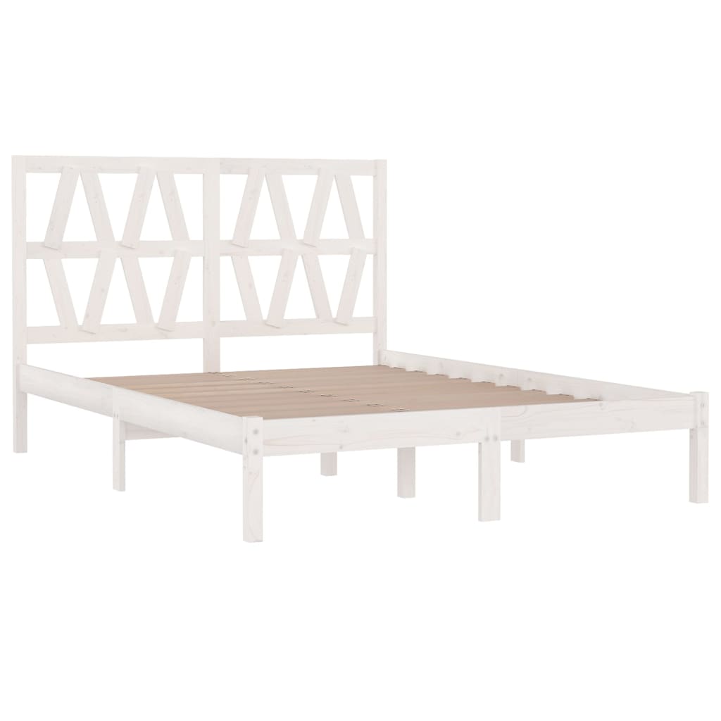 vidaXL Cadru de pat King Size, alb, 150x200 cm, lemn masiv de pin vidaXL Cadru de pat King Size, alb, 150x200 cm, lemn masiv de pin