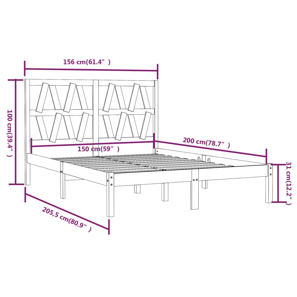 vidaXL Cadru de pat King Size, alb, 150x200 cm, lemn masiv de pin vidaXL Cadru de pat King Size, alb, 150x200 cm, lemn masiv de pin