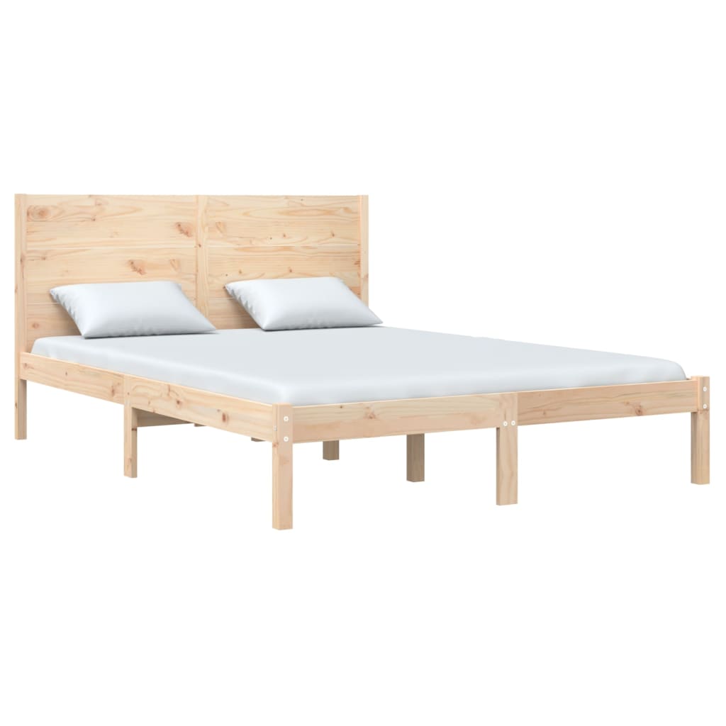 vidaXL Cadru de pat dublu, 135x190 cm, lemn masiv