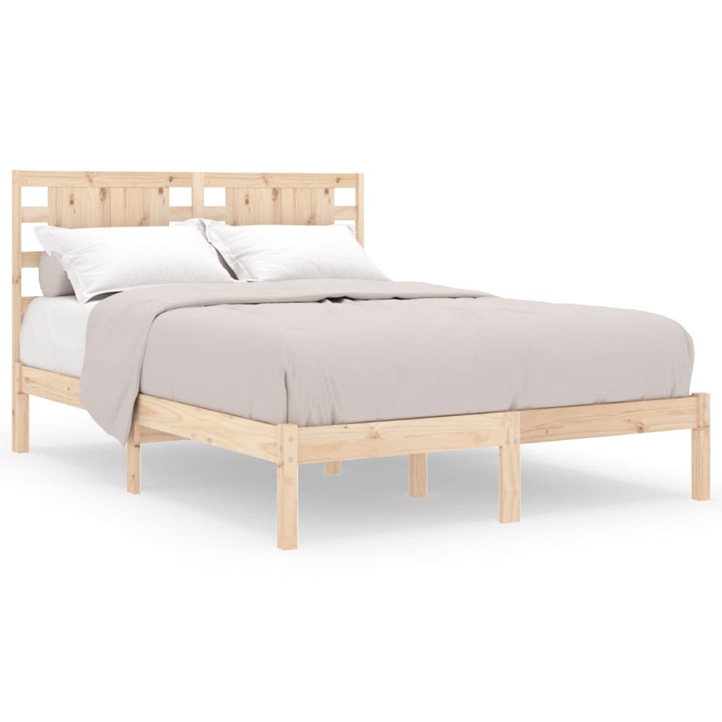 vidaXL Cadru de pat dublu, 135x190 cm, lemn masiv