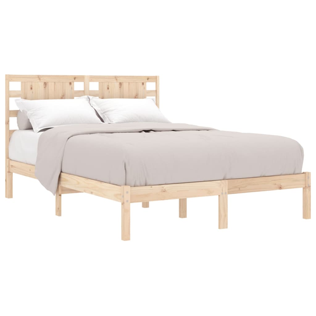 vidaXL Cadru de pat dublu, 135x190 cm, lemn masiv