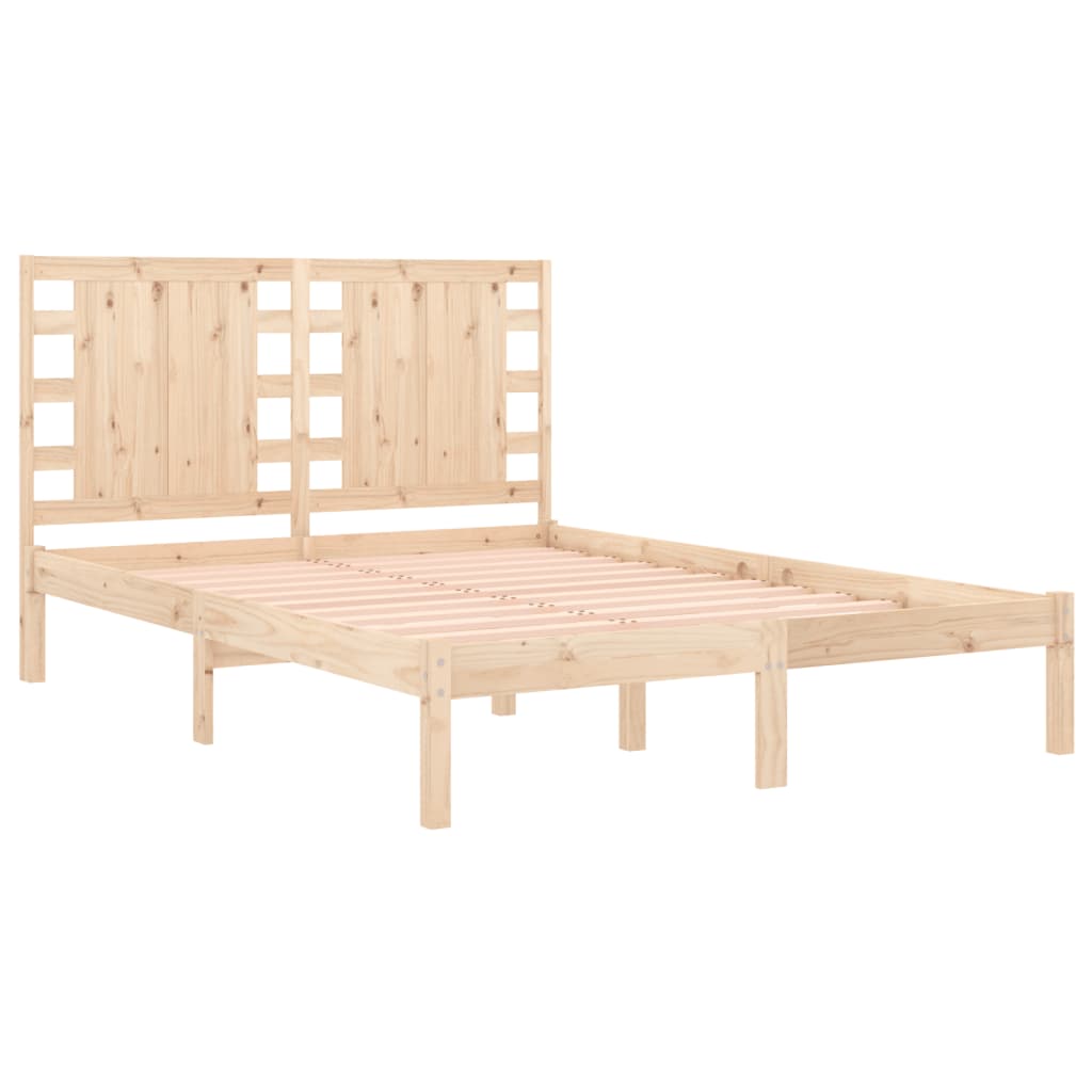 vidaXL Cadru de pat dublu, 135x190 cm, lemn masiv