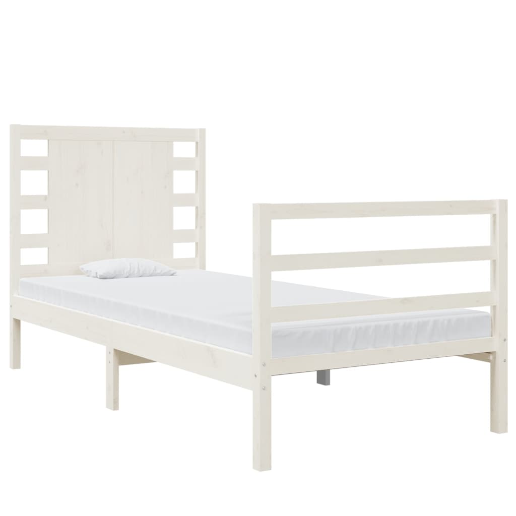 vidaXL Cadru de pat fără saltea, alb, 75x190 cm, lemn masiv de pin