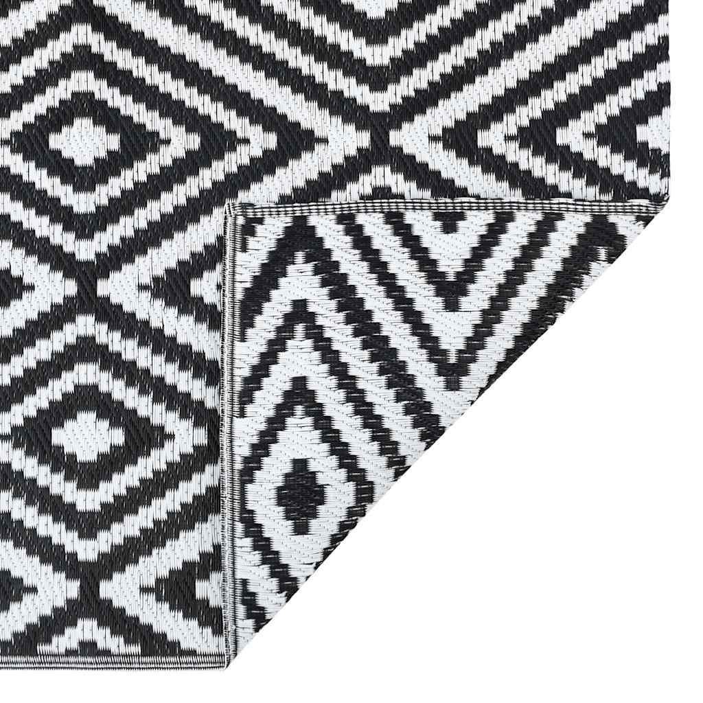 vidaXL Covor de exterior, ARAKIL alb și negru, 190x290 cm, PP