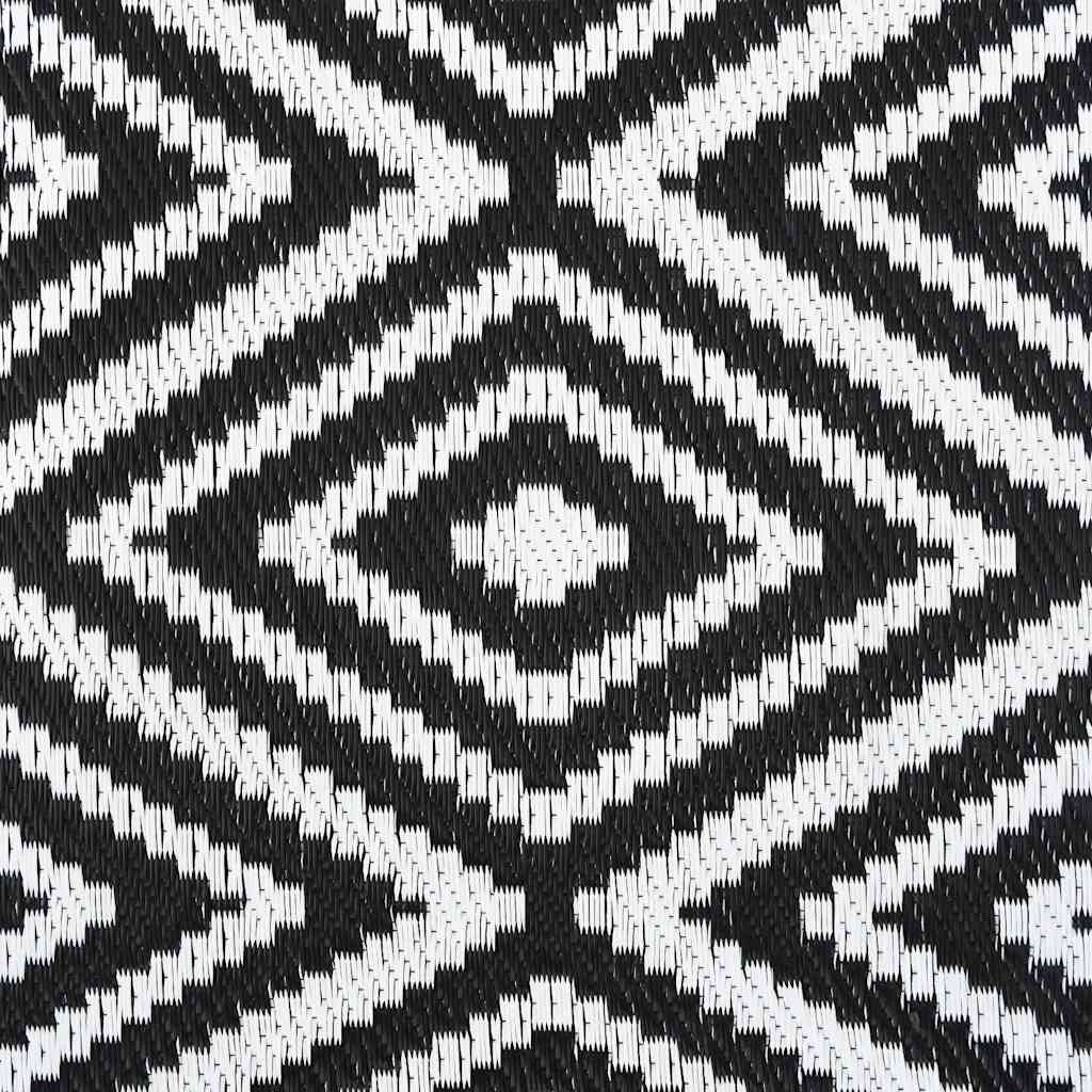 vidaXL Covor de exterior, ARAKIL alb și negru, 190x290 cm, PP