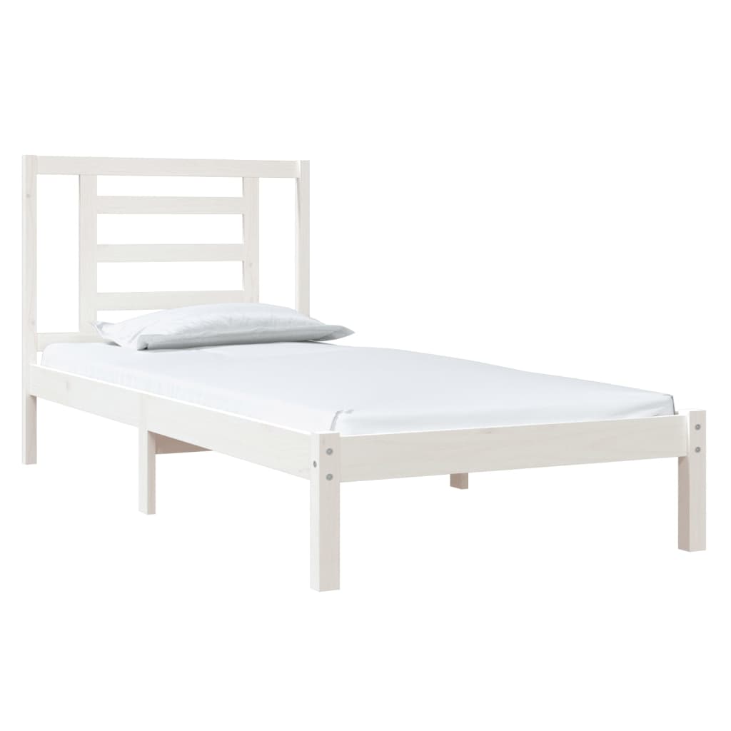 vidaXL Cadru de pat fără saltea, alb, 90x200 cm, lemn masiv pin