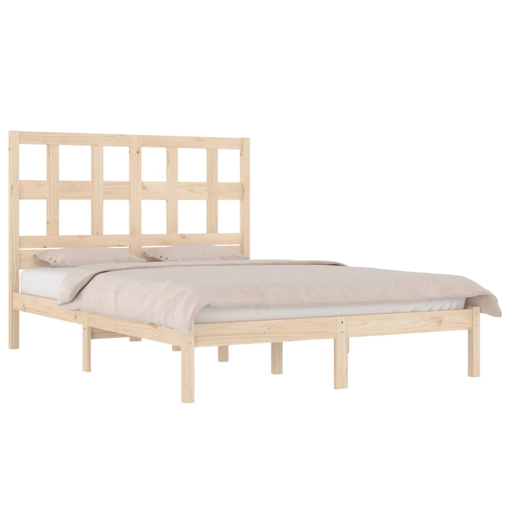 vidaXL Cadru de pat fără saltea, 135x190 cm, lemn masiv de pin