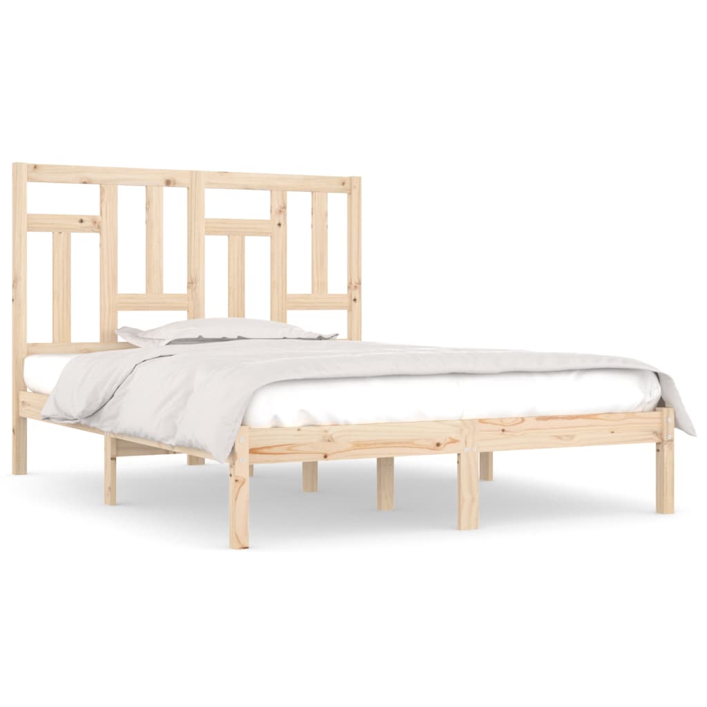 vidaXL Cadru de pat dublu, 135x190 cm, lemn masiv