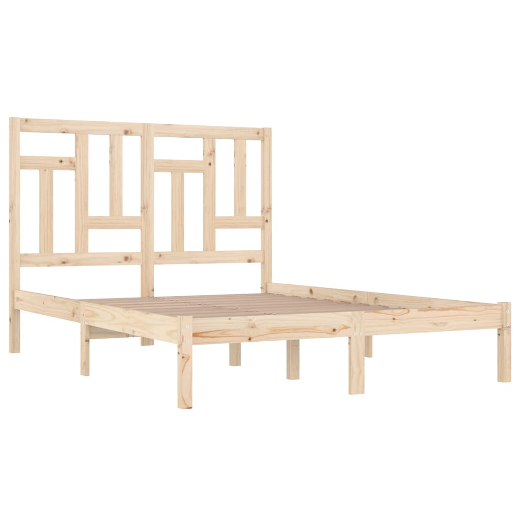 vidaXL Cadru de pat dublu, 135x190 cm, lemn masiv