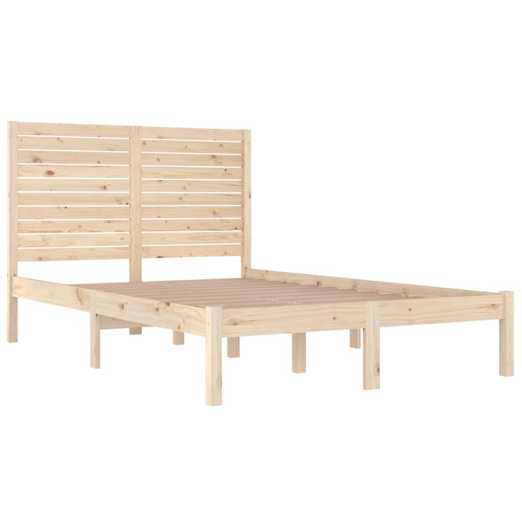 vidaXL Cadru de pat dublu, 135x190 cm, lemn masiv