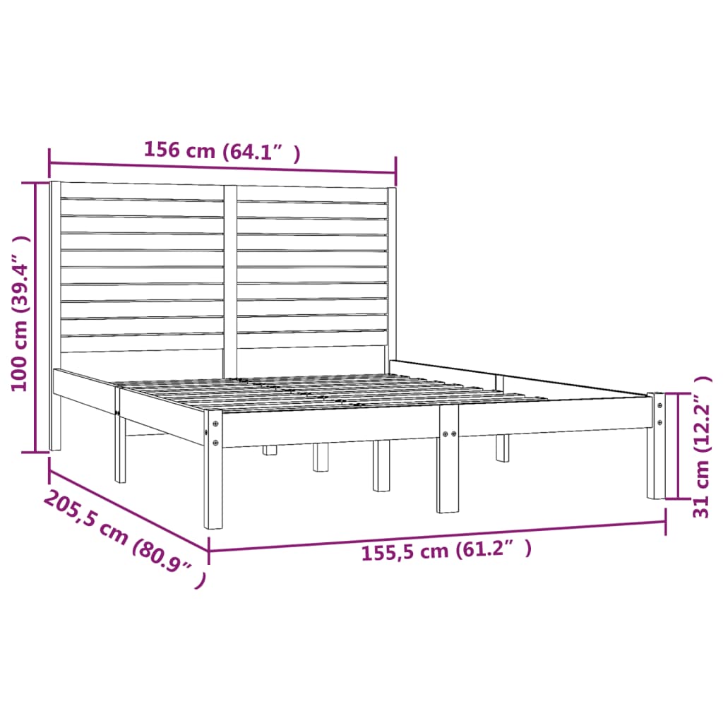 vidaXL Cadru de pat King Size, negru, 150x200 cm, lemn masiv vidaXL Cadru de pat King Size, negru, 150x200 cm, lemn masiv
