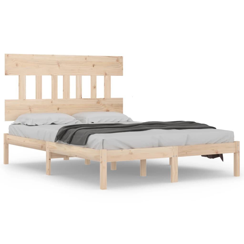 vidaXL Cadru de pat dublu, 135x190 cm, lemn masiv