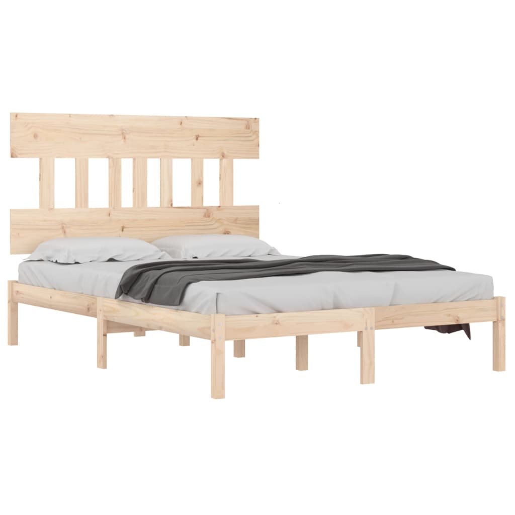 vidaXL Cadru de pat dublu, 135x190 cm, lemn masiv