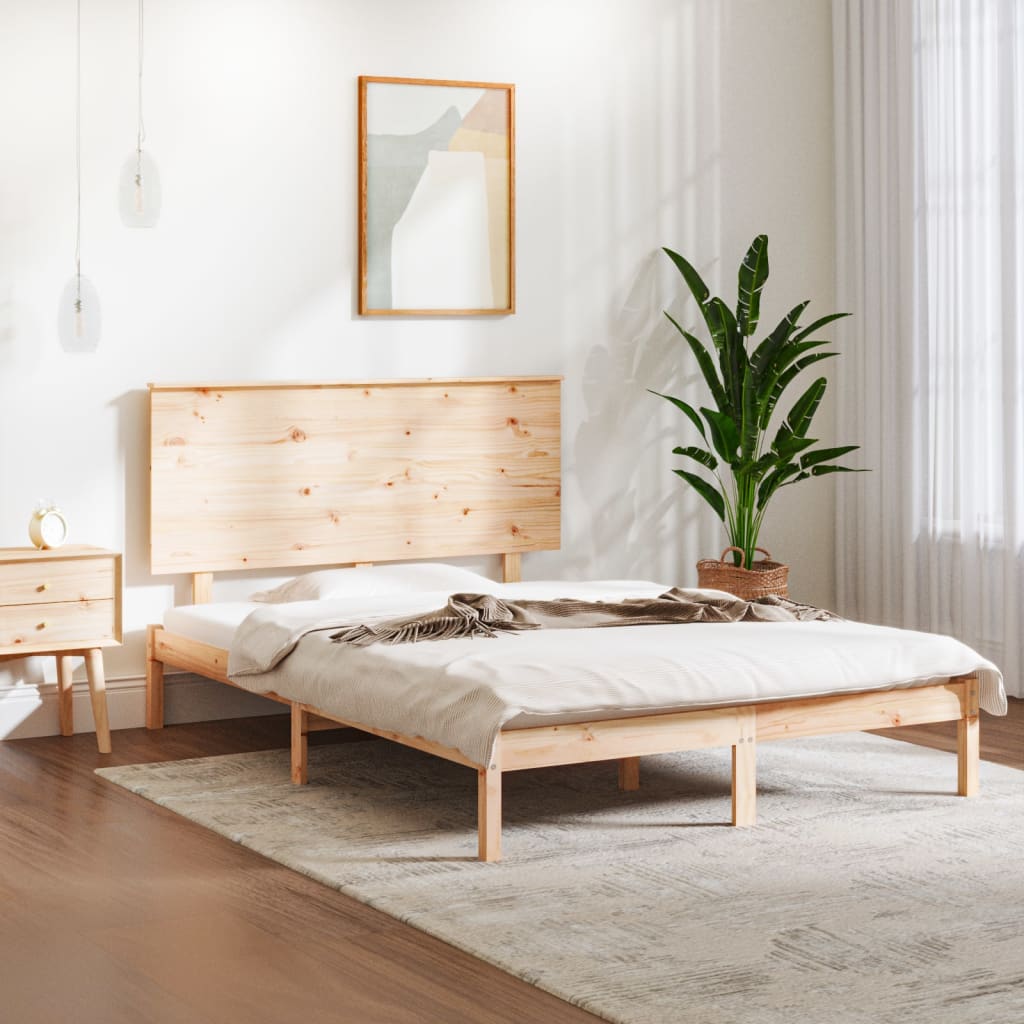vidaXL Cadru de pat fără saltea, 140x190 cm, lemn masiv de pin