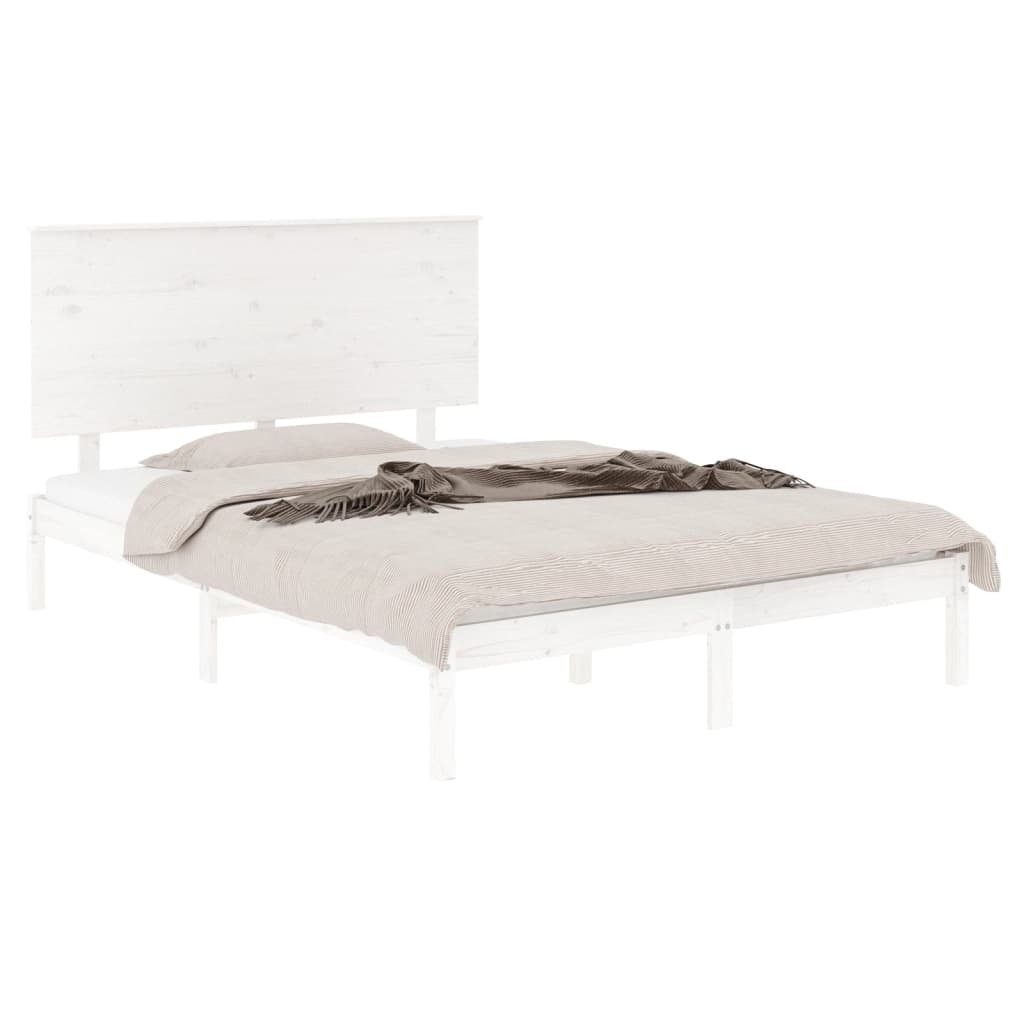 vidaXL Cadru de pat fără saltea, alb, 140x190 cm, lemn masiv de pin
