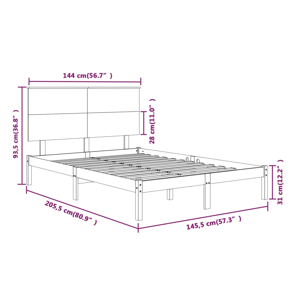 vidaXL Cadru de pat fără saltea, alb, 140x200 cm, lemn masiv pin vidaXL Cadru de pat fără saltea, alb, 140x200 cm, lemn masiv pin