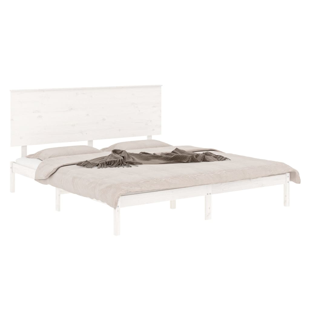 vidaXL Cadru de pat King Size, alb, 150x200 cm, lemn masiv vidaXL Cadru de pat King Size, alb, 150x200 cm, lemn masiv