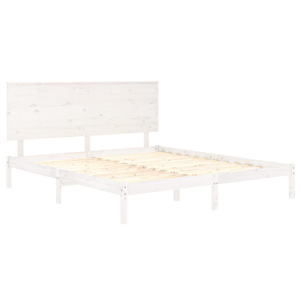 vidaXL Cadru de pat King Size, alb, 150x200 cm, lemn masiv vidaXL Cadru de pat King Size, alb, 150x200 cm, lemn masiv