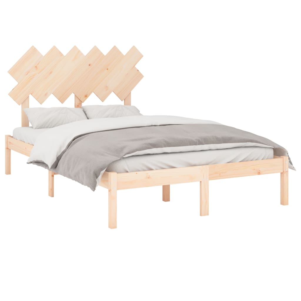 vidaXL Cadru de pat dublu, 135x190 cm, lemn masiv
