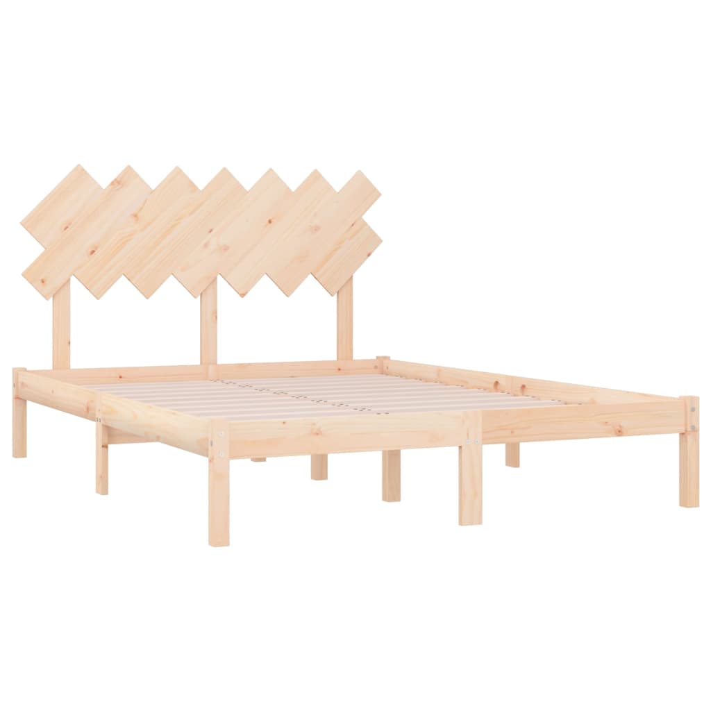 vidaXL Cadru de pat dublu, 135x190 cm, lemn masiv