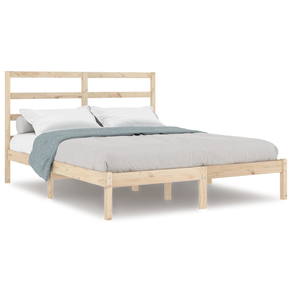 vidaXL Cadru de pat dublu, 135x190 cm, lemn masiv