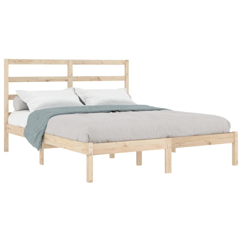 vidaXL Cadru de pat dublu, 135x190 cm, lemn masiv