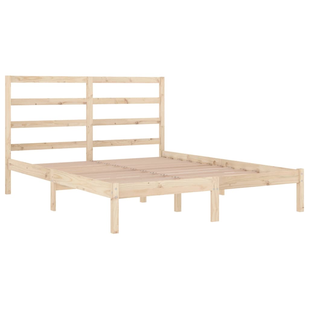 vidaXL Cadru de pat dublu, 135x190 cm, lemn masiv