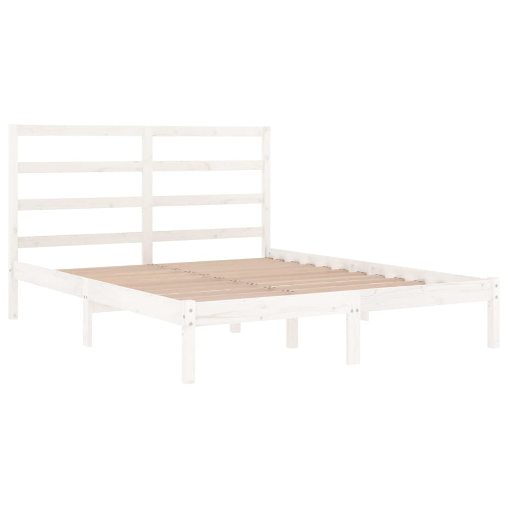 vidaXL Cadru de pat fără saltea, alb, 140x190 cm, lemn masiv de pin vidaXL Cadru de pat fără saltea, alb, 140x190 cm, lemn masiv de pin