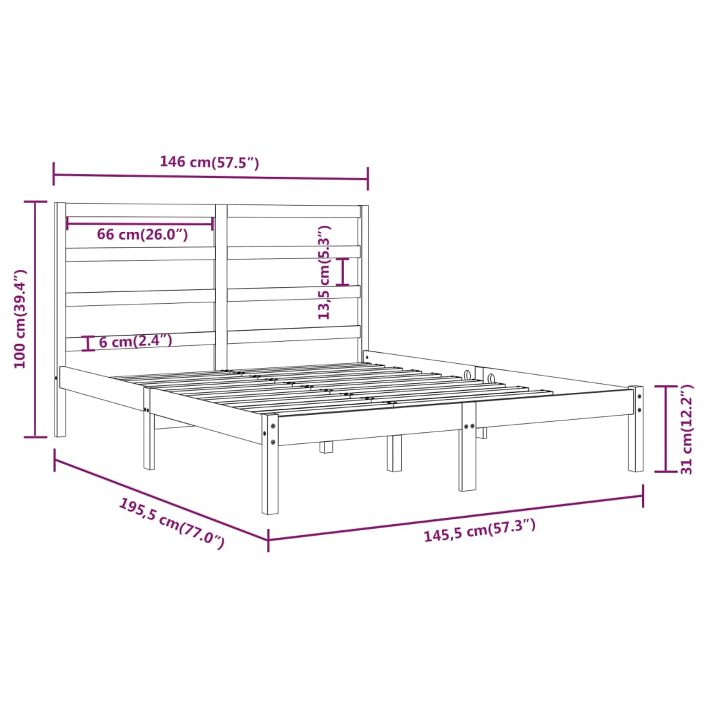 vidaXL Cadru de pat fără saltea, alb, 140x190 cm, lemn masiv de pin vidaXL Cadru de pat fără saltea, alb, 140x190 cm, lemn masiv de pin