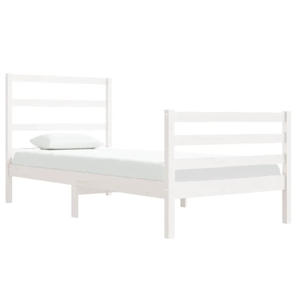 vidaXL Cadru de pat fără saltea, alb, 75x190 cm, lemn masiv de pin