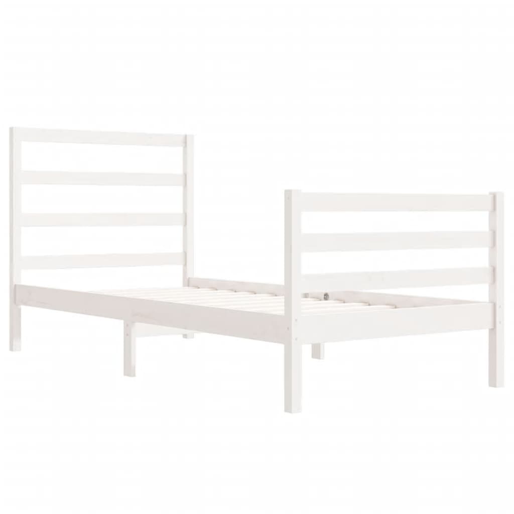 vidaXL Cadru de pat fără saltea, alb, 75x190 cm, lemn masiv de pin