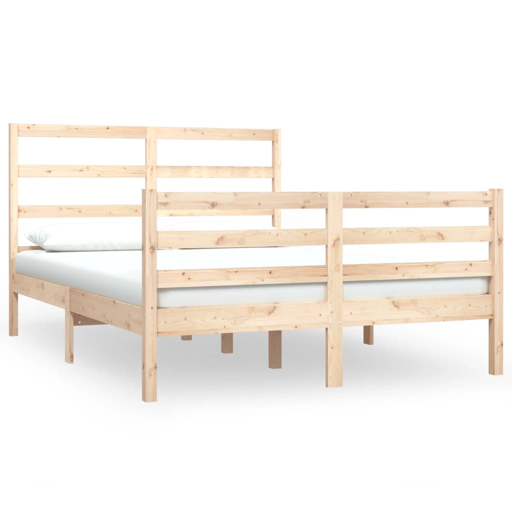 vidaXL Cadru de pat dublu, 135x190 cm, lemn masiv de pin