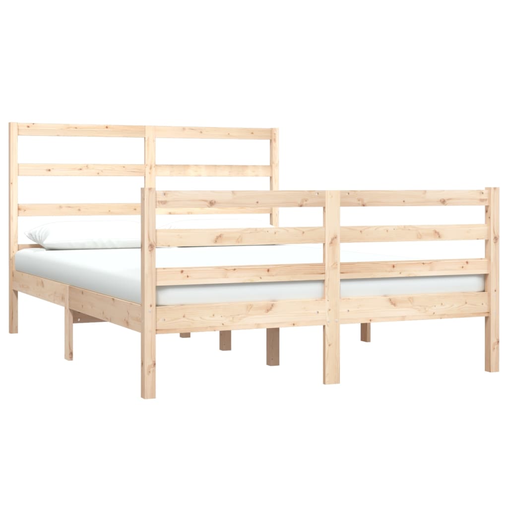 vidaXL Cadru de pat dublu, 135x190 cm, lemn masiv de pin