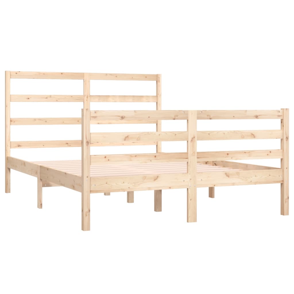 vidaXL Cadru de pat dublu, 135x190 cm, lemn masiv de pin