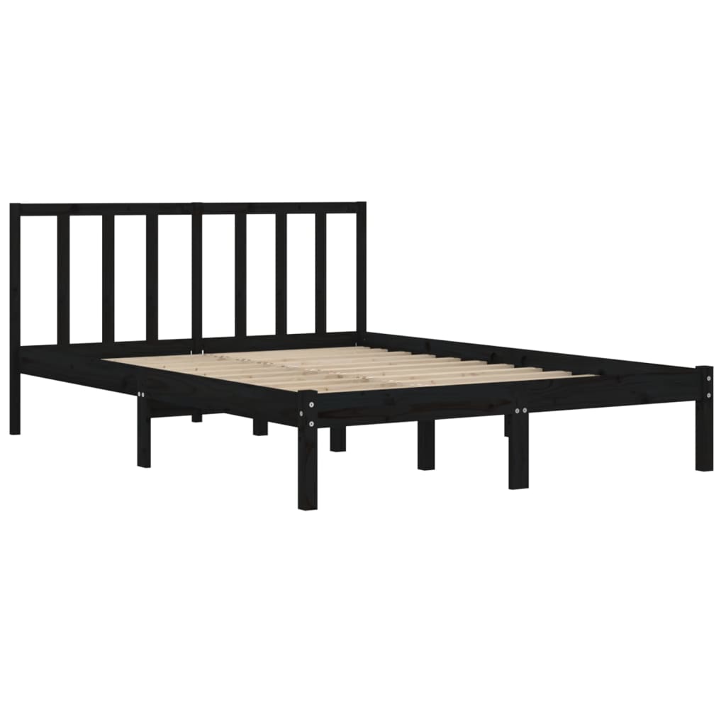 vidaXL Cadru de pat King Size, negru, 150x200 cm, lemn masiv de pin vidaXL Cadru de pat King Size, negru, 150x200 cm, lemn masiv de pin