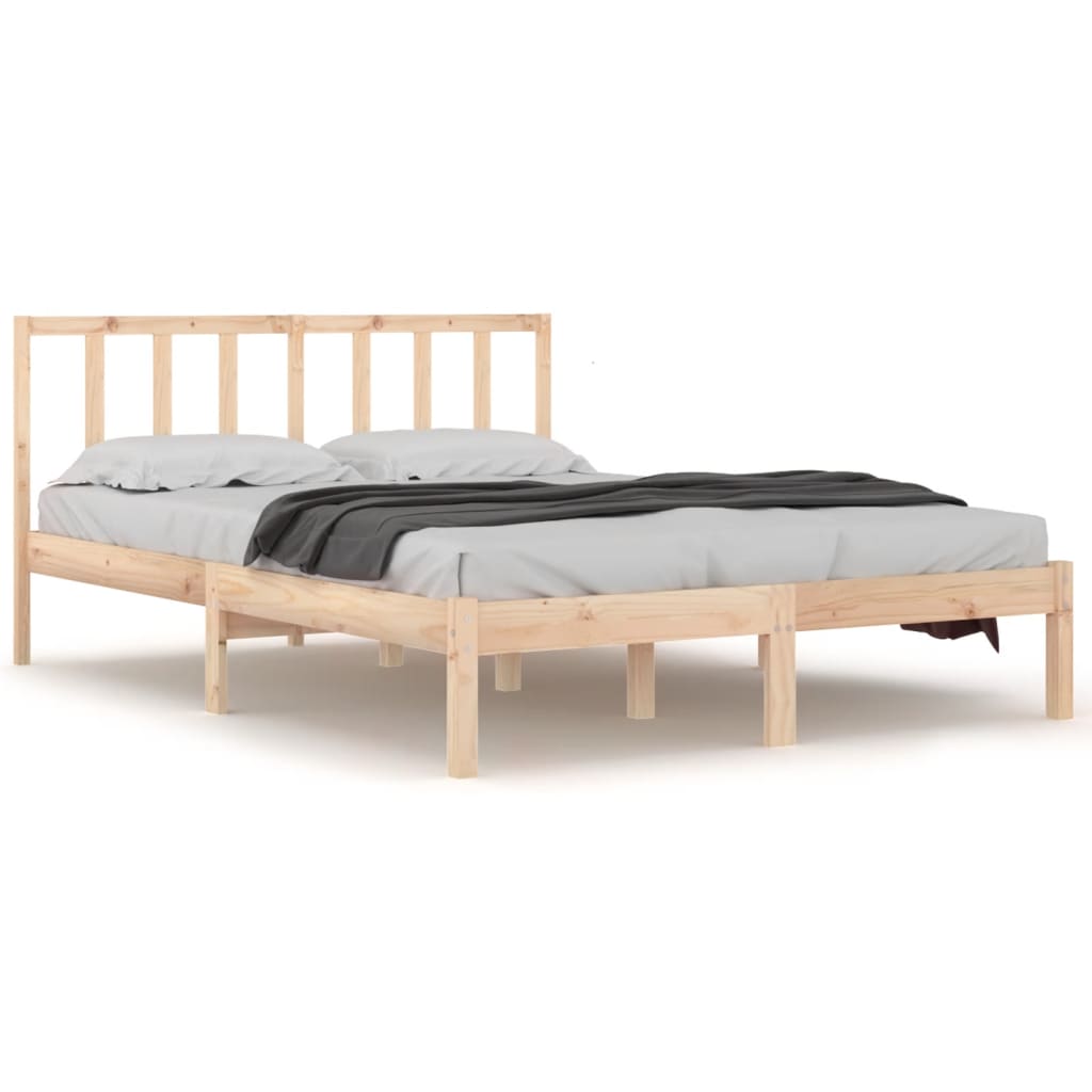 vidaXL Cadru de pat dublu, 135x190 cm, lemn masiv de pin