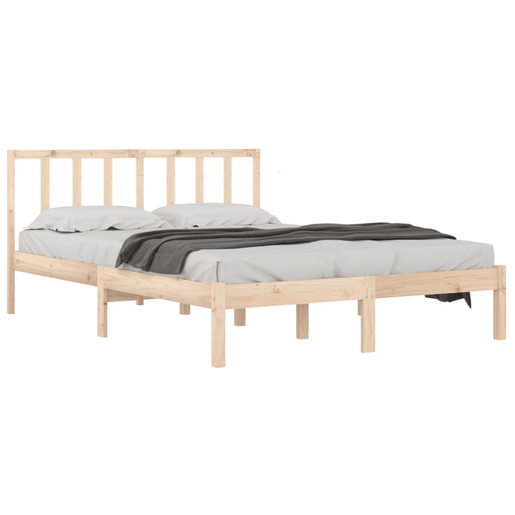 vidaXL Cadru de pat dublu, 135x190 cm, lemn masiv de pin