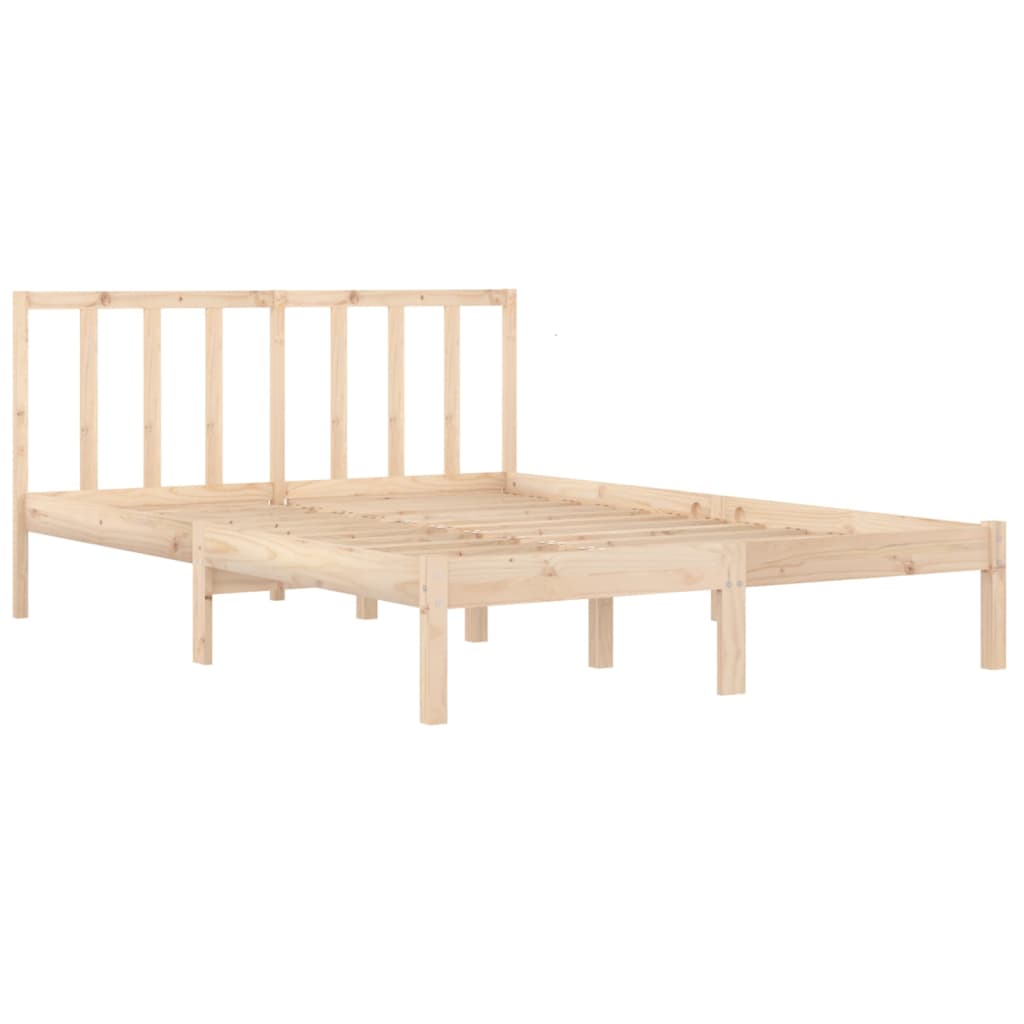 vidaXL Cadru de pat dublu, 135x190 cm, lemn masiv de pin