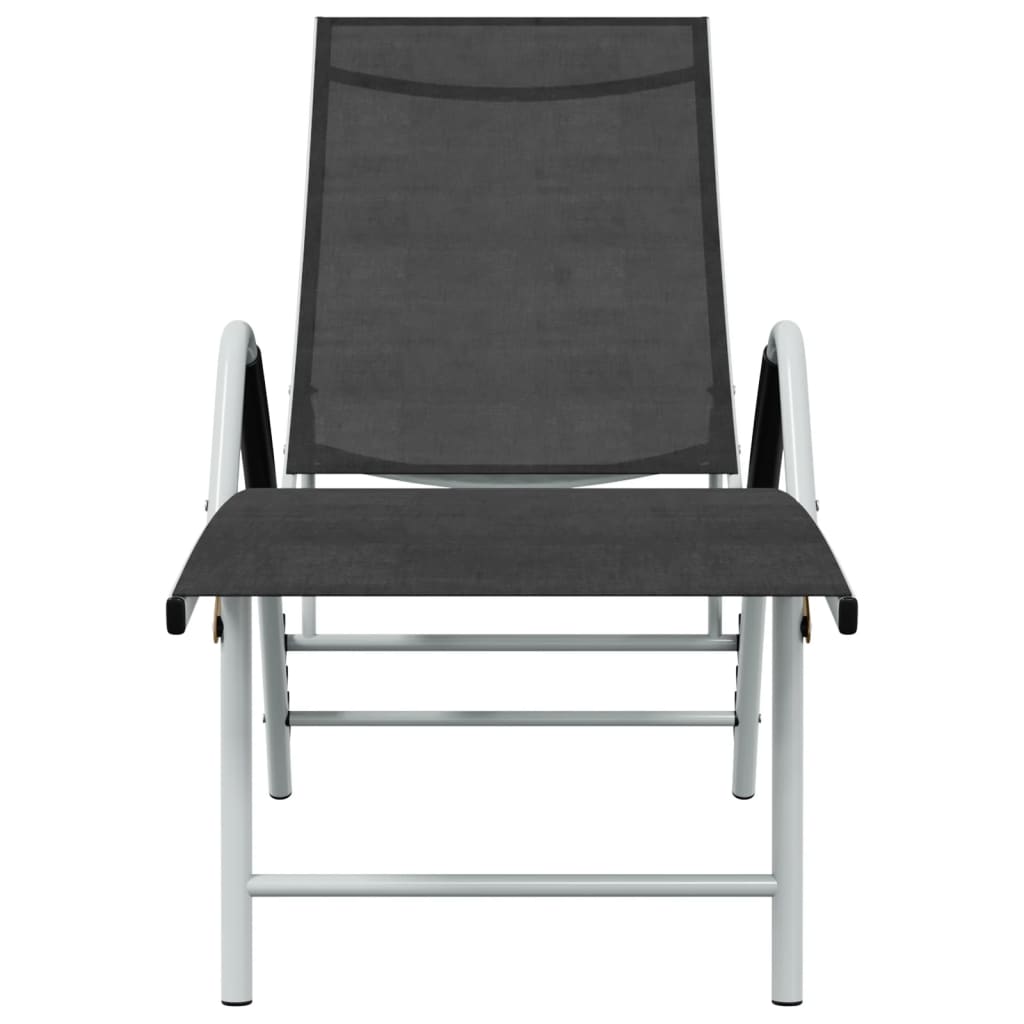vidaXL Șezlong de plajă, negru, aluminiu & textilenă vidaXL Șezlong de plajă, negru, aluminiu & textilenă