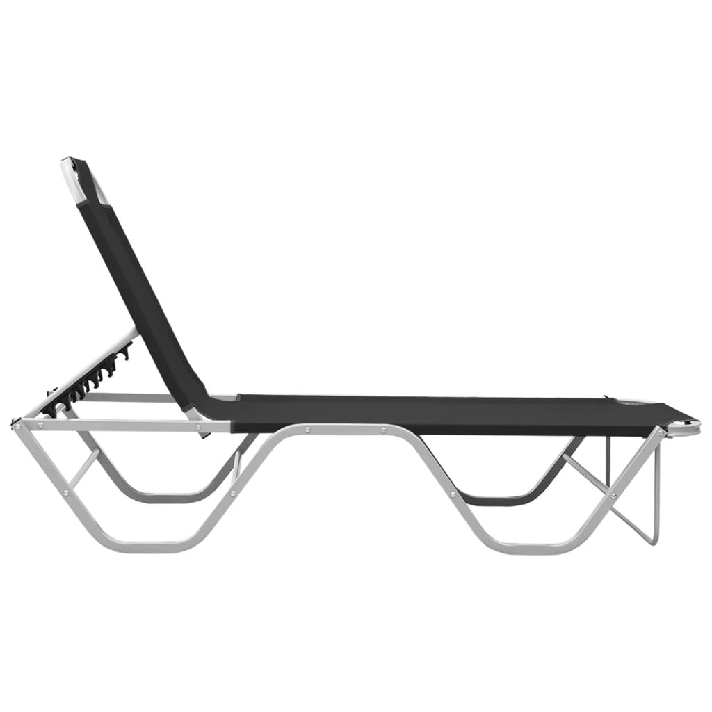 vidaXL Șezlong de plajă, negru, aluminiu și textilenă vidaXL Șezlong de plajă, negru, aluminiu și textilenă
