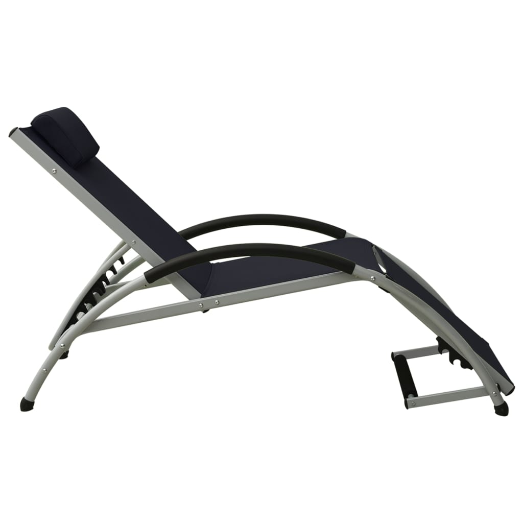 vidaXL Șezlong de plajă cu pernă, negru, textilenă vidaXL Șezlong de plajă cu pernă, negru, textilenă